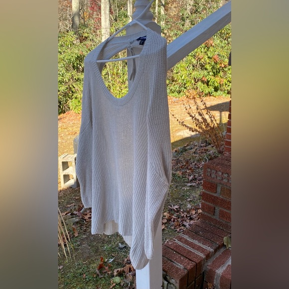 Express High Low Open Back Viscose/Cotton Sweater With Adjustable Tie Medium - Picture 7 of 16